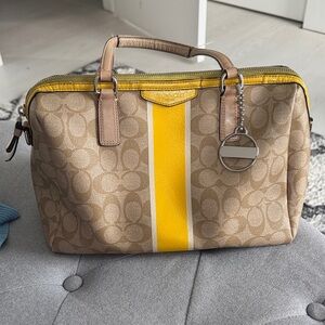 Coach Tan and Yellow Signature Satchel